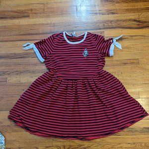 Unique Vintage Popeye Black and Red Striped Knit Dress with Tied Sleeves 2X/18